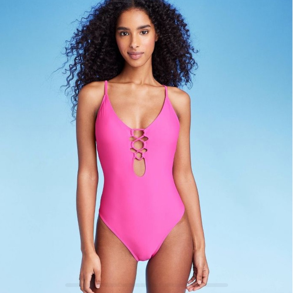 New! Shade & Shore lace up detail swimsuit